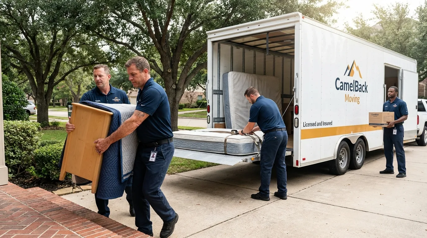 Crew loading residential truck for cross-state move from Roseville, MI